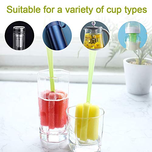CYSJ 6 Stück Flaschenbürste Schwamm, Flaschen-Reinigungsbürste mit Langem Plastikgriff-Schalen-Bürsten, für Babyflasche… – Bild 5