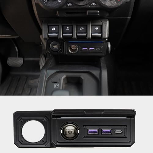 Fit for Suzuki Jimny 2/4Door Automatic Transmission 2019-2024 Left Hand Drive Autorder Cigarette Lighter Adapter Socket Splitter Dual USB Type-C Charging Port for Phone/iPad/GPS Car Refit Accessories