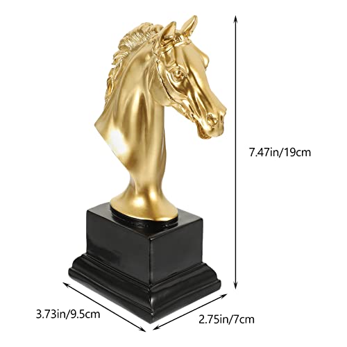 Escultura Cabeza de Caballo Dorada en Resina 19X9.5X7 cm miniatura 2