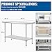 Stainless Steel Work Table Kitchen Work Table Scratch Resistent Commercia Metal Table with Adjustable Table Foot for Kitchen Home Restaurant (24Wx60L)