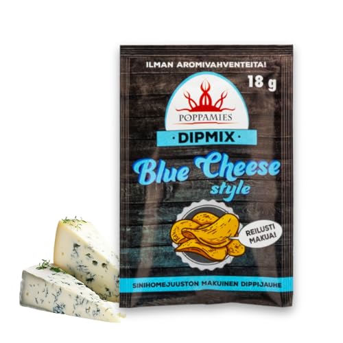 Poppamies Dipmix Estilo Queso Azul – Mezcla en Polvo Sabor Queso Azul Vegano para Alitas, Verduras y Aperitivos – Sin Gluten, Sin Lactosa – 18g