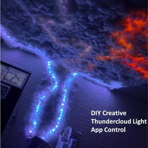 Image of Creative 3D Thundercloud LED Light,DIY Cloud Atmosphere Light Colorful Changing Sync with Music,Decoration for Gaming Room Ceiling Bedroom Bar Club,Recommended Layout 20 to 22 Square Feet