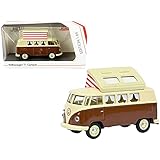 VW T1 Camper Bus with Pop-Top Roof Brown and Cream 1/64 Diecast Model by Schuco 452026600