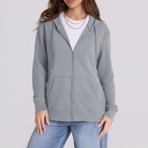 Image of Witsmile Zip Up Hoodie Women Oversized Sweatshirt Long Sleeve 2026 Fall Outfit Lightweight Jackets Workout Clothes