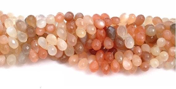Multi Moonstone facettée en briolette pour bijoux haut de gamme de 4 pouces
