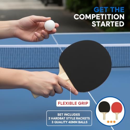 Image of Proberos Table Tennis Racket Set, with 2 Bats & 3 Balls, Children Beginner TT Bat Set for Practice, Lightweight, Durable & Ergonomic Design, Ping Pong Sets Family Game Indoor /Outdoor for Kids Teens