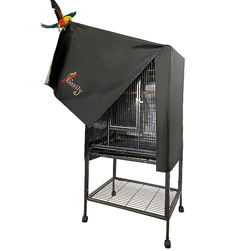 Image of Easily Bird Cage Cover Good Night Birdcage Cover Black-Out cage Cover Durable Waterproof Material (Black)