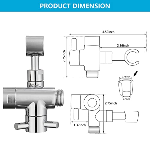 PDPBath Solid Brass 3 Way Shower Arm Diverter Valve with Handheld Holder for Dual Shower Heads with G1/2 Universal Connection - Chrome by PDPBath - Image 5