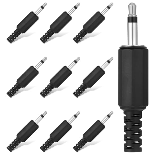 10 Pack 3.5mm Replacement Repair Plug TRS 3 Pole Stereo Males Plugs Adapter 1/8" Earphone Jack Adapters Jack Mono Male Plugs 3.5mm Solder Type DIY Audio Cable Connector for Audio Cable Repair