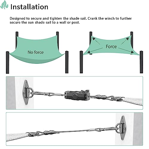 SunnyRoyal Kit de ferragens para toldo retangular com corda de fio de tensão 61 cm, kit de instalaçã