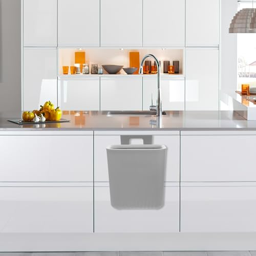Bote de basura colgante para cocina gris con tapa miniatura 3
