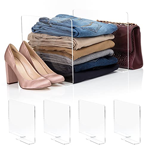 Home For Each Shelf Dividers, Closet Organization and Storage, Organizers Shelves, Sturdy and Anti Slip with Removable Nano Tape (Quantity of 4 pcs)