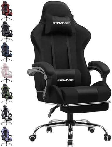 Bild 21 - GTPLAYER Gaming Stuhl Bürostuhl Massage Gaming Sessel Ergonomischer Gamer Stuhl mit Fußstütze, Kopfstütze Massage-Lendenkissen, Gepolstert Gaming Chair, Drehsessel, weiß