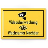 Video Surveillance/wachsamer voisin Plaque – Attention/Vorsicht Video Surveillance Panneau – Panneau d'avertissement/Plaque signalétique vidéo via dessinée – Panneau d'avertissement/avertissement