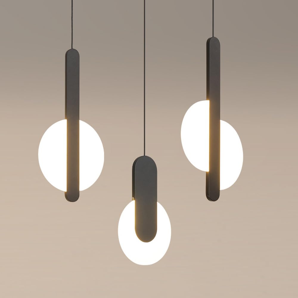 Lámpara Colgante Moderna de suspensión Negra con LED Circular Regulable de 10 W, Barra de luz de Techo Lineal Ajustable, iluminación Industrial Larga Blanca para Dormitorio, Comedor, escaler