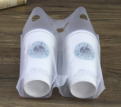 100 Pcs Handle Drinking Poly Bags, Clear Plastic Packaging Bags For Food Delivery, 12" X 11" Hold Up To 32Oz Cups, Hanging Hole Cup Carrier With Handle For Take Out, Beverage #TOP5