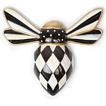 MACKENZIE-CHILDS Bee, Hanging Bee Decoration, Black-and-White Courtly Check