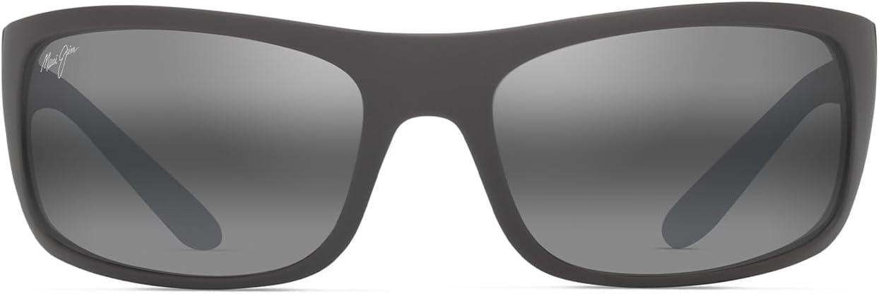 Maui Jim Unisex's Peahi Polarized Rectangle Sunglasses, Matte Solid Dark Grey/Neutral Grey Polarized, Medium Fit