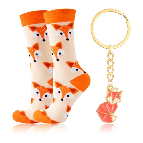 Fuchs Socken Set Mit Schlüsselanhänger Fox Fuchs Schlüsselanhänger Niedliches Geschenk Für Frauen 2 Teile Inklusive Schlüsselanhänger Und Socken Ideal Für Freundinnen Und Besondere Anlässe