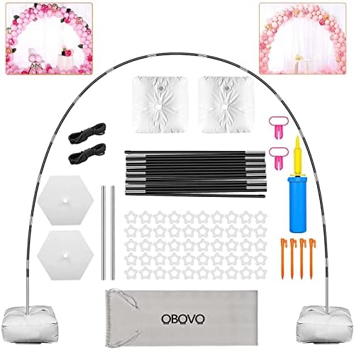OBOVO Reusable Balloon Arch Kit, 10 Ft Adjustable Balloon Arch Stand Set with Water Fillable Base and Durable Fibre Poles For Wedding Graduation and Birthday DIY Party Supplies Christmas Decorations