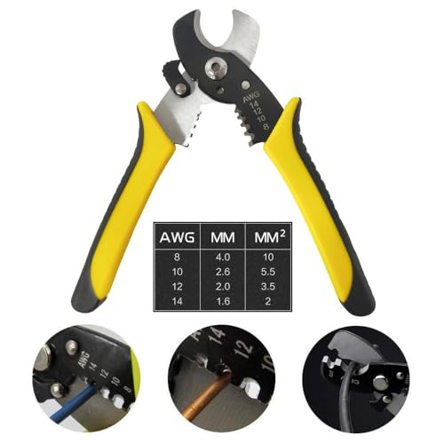 Image of COOLCOLD Self-Adjusting Insulation Wire Stripper. For stripping wire, Automatic Wire Stripping Tool /Cutting Pliers Tool, Automatic Strippers with Cutters & Crimper Wire (Yellow)