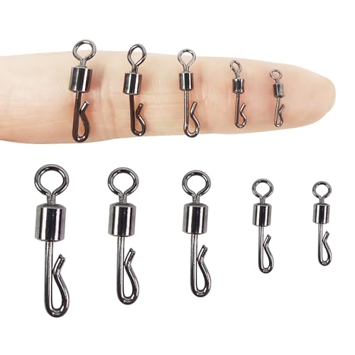 EUPHENG 50/150/250PCS Q Shaped Swing Snaps 5 Sizes Quick Change Swivels to Connect Main Line Reduce Line Twist