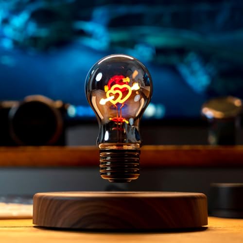 CENTRALEV Magnetic Levitation Ball Bulb, 360° Rotating Heart-Shaped Filament Ambient