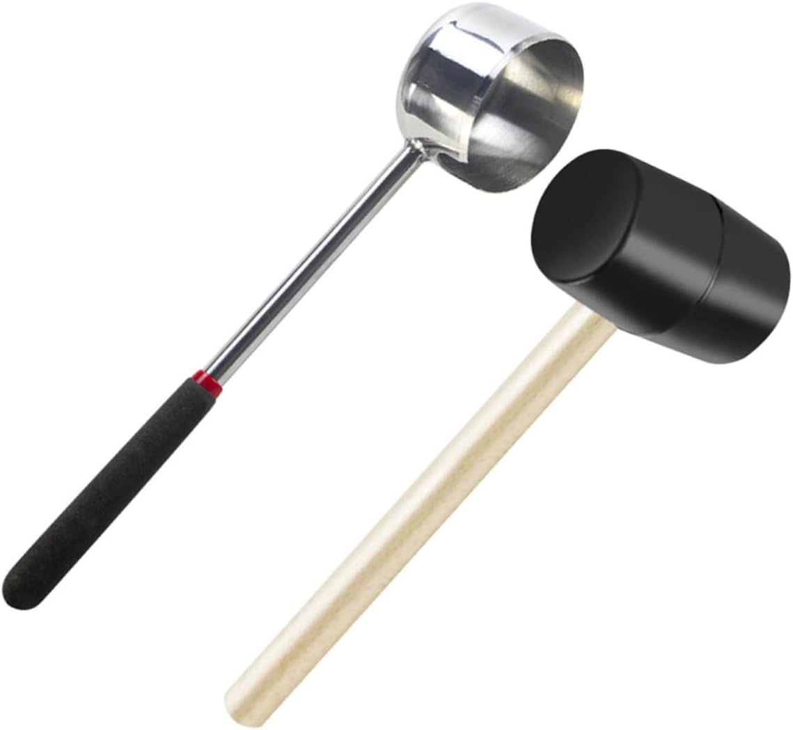 Coconut Opening Tool Set 2pcs Coconuts Opener Meat Extractor Sturdy Rubber Hammer