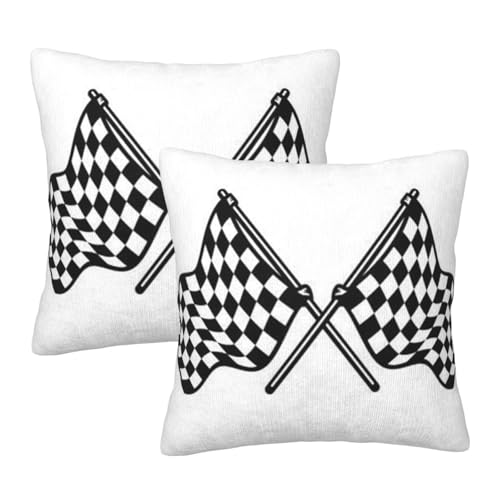 Lot de 2 taies d'oreiller carrées drapeau de course imprimé 60x60 cm