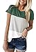 YunJey short sleeve round neck triple color block stripe T-shirt casual blouse