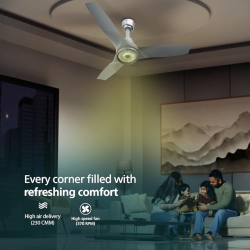 Image of PHILIPS iluminAir beamer LED Light with fan | BEE 5 star Rated Energy Efficient LED Light with fan with 300 RPM & 100% Copper Winding, Warranty : 3+2 Years (Cloud Grey)
