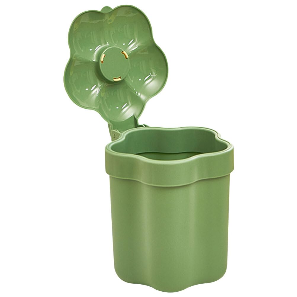 Kichvoe Flower Shaped Desktop Trash Bin Lid Cute Small Wastebasket for Home Office Bedroom Easy to Clean Rubbish