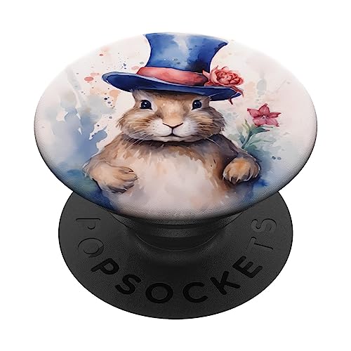 Rabbit With A Magician Hat. Rabbit With Magician's Hat PopSockets Swappable PopGrip, Black