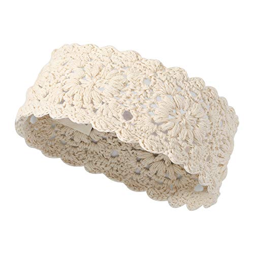 Zlyc Women Headband Handmade Crochet Knit Boho Flower Hair Bands (Crochet White) #TOP29