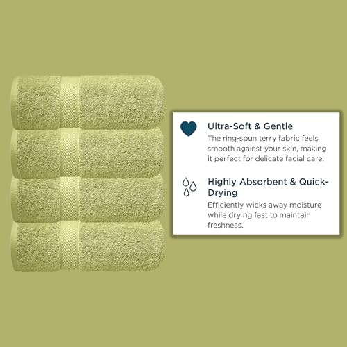 Image of Sulfar 100% Combed Cotton, Quick Drying Highly Absorbent Thick Bathroom Towels, Luxury Bath Towel Set (Pack of 4, 70 X 140 cm) - 600 GSM (Misty Green)