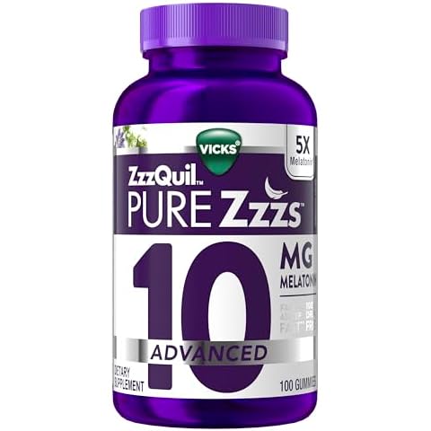 ZzzQuil Pure Zzzs, Advanced 10mg Melatonin Gummies, Sleep Aid, Berry Flavored, with Chamomile & Lavender, Fall Asleep Fast, Drug-Free, Non-Habit Forming, 100ct Cover