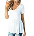 Produktbild ZEZKT Damen Blusen Schwarz, V-Ausschnitt Oberteile Mode Vintage Tunika Plus Size Shirts Große Größen Loose Elegant Sweatshirt Baggy Streetwear Freizeit Sommer Schulterfreies Bluse (XL, Weiß)
