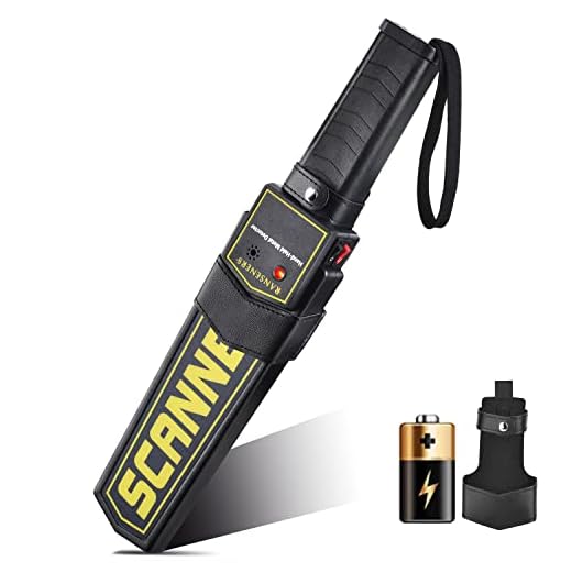 Hand held Metal Detector Wand Security Scanner,High-Sensitivity Security Wand Metal Detector,Portable Adjustable Sound & Vibration Alerts, Detects Weapons Knives Screw (High Sensitivity, Black)
