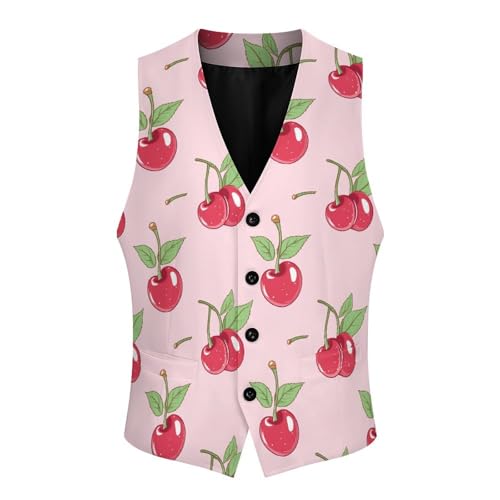 Cherry Fruit Men's Suit Vests Dress Vest V-Neck Waistcoat Slim Business Formal with Pocket4
