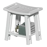 Lnmuzm Shower Chair for Inside Shower, 400 lbs Shower Stool with Anti-Slip Foot Covers, HDPE Shower Seat for Bathroom, Bench Bath Chair for Adults, Elderly and Disabled, Light Gray