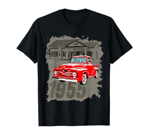 Vintage 1955 Red Pick-Up Truck at the Petrol Station T-Shirt