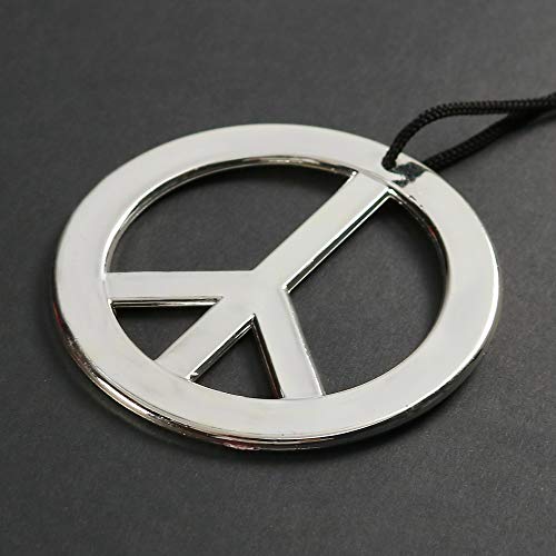 Skeleteen Silver Peace Sign Pendant - 1960s 1970s Hippie Party Accessories Necklace - 1 Piece - Thumbnail 4