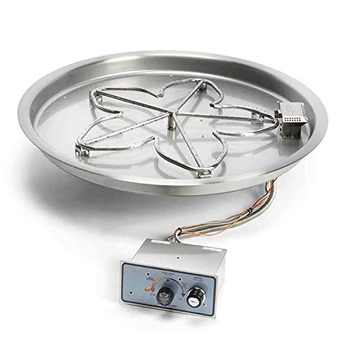 HPC Fire Round Unfinished Gas Fire Pit Enclosure with FPPK Kit (U54R-FPPK25CEK-LP), Propane, 54-Inch