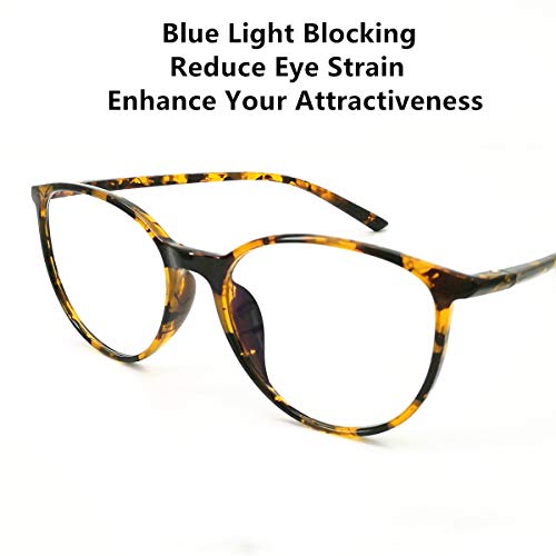 EyeYee Big Round Computer Blue Light Blocking Glasses - Clear Lens Reading Glasses for Women Men Anti Eye Strain & UV Glare 5033tor-175 (Tortoise, 1.75) by EyeYee - Image 2