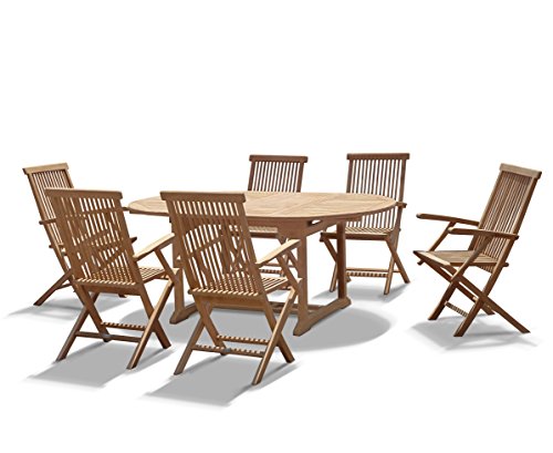 Jati 6-Seater Teak Garden Table and Chairs Set