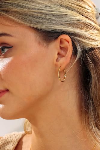 Twist Hoops | Medium 14K Yellow Gold | Braided Hoop Earrings | 1"3