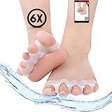 Separador de Dedos del Pie Pack de 3 Pares (6x) con EBook Incluido - Separadores de Silicona Suave para los Dedos de los Pies - Corrector de Gel para Dedos de los Pies