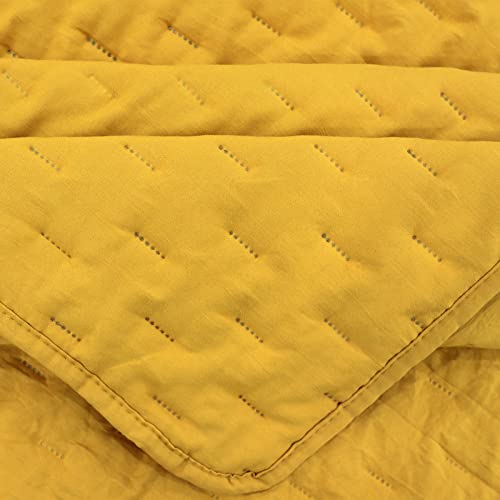 Mocaletto Luxury Twin Size Quilts, 2 Piece Yellow Quilt Set, Reversible Twin Quilt Bedding Set With Pillow Shams, Ultra Soft Lightweight Microfiber Bedspread, All Season Summer Twin Size Coverlet #TOP7