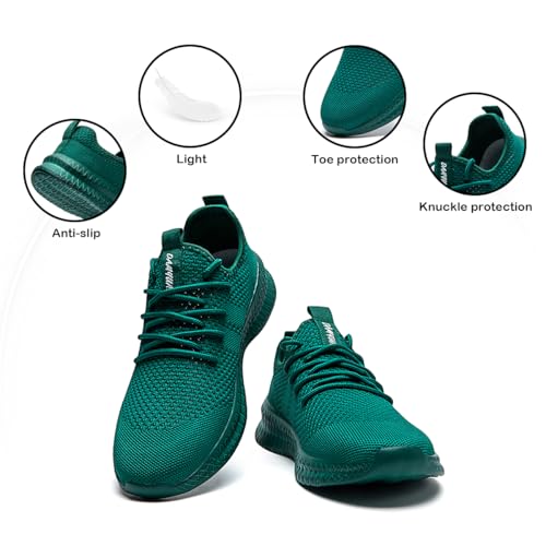 Image of Men's Shoes Running Walking Sneakers Casual Tennis Slip on Shoes Lightweight Breathable Fashion Comfortable Workout Athletic for Shoes Gym Sport Dark Green Size US 8.5