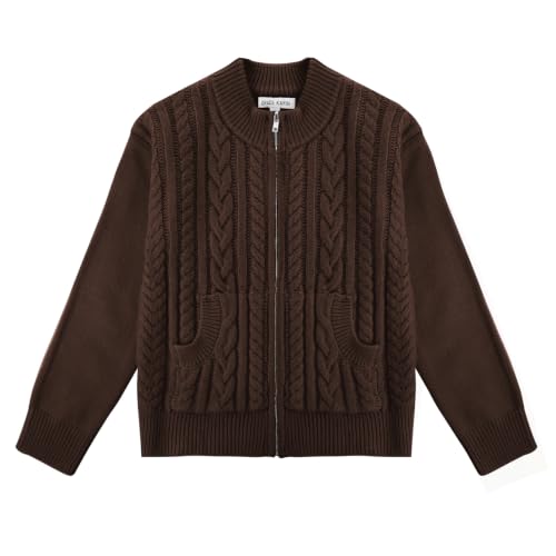 Image of GRACE KARIN Girls Knit Cardigan Sweater Zip Long Sleeve Kids School Uniform Fall Jacket Size 6-14